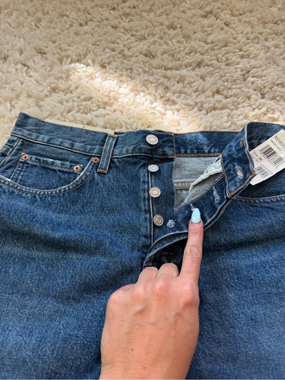 Agolde NWT super cute and thick jean Dark Blue High-Rise Denim Shorts - Picture 3 of 5